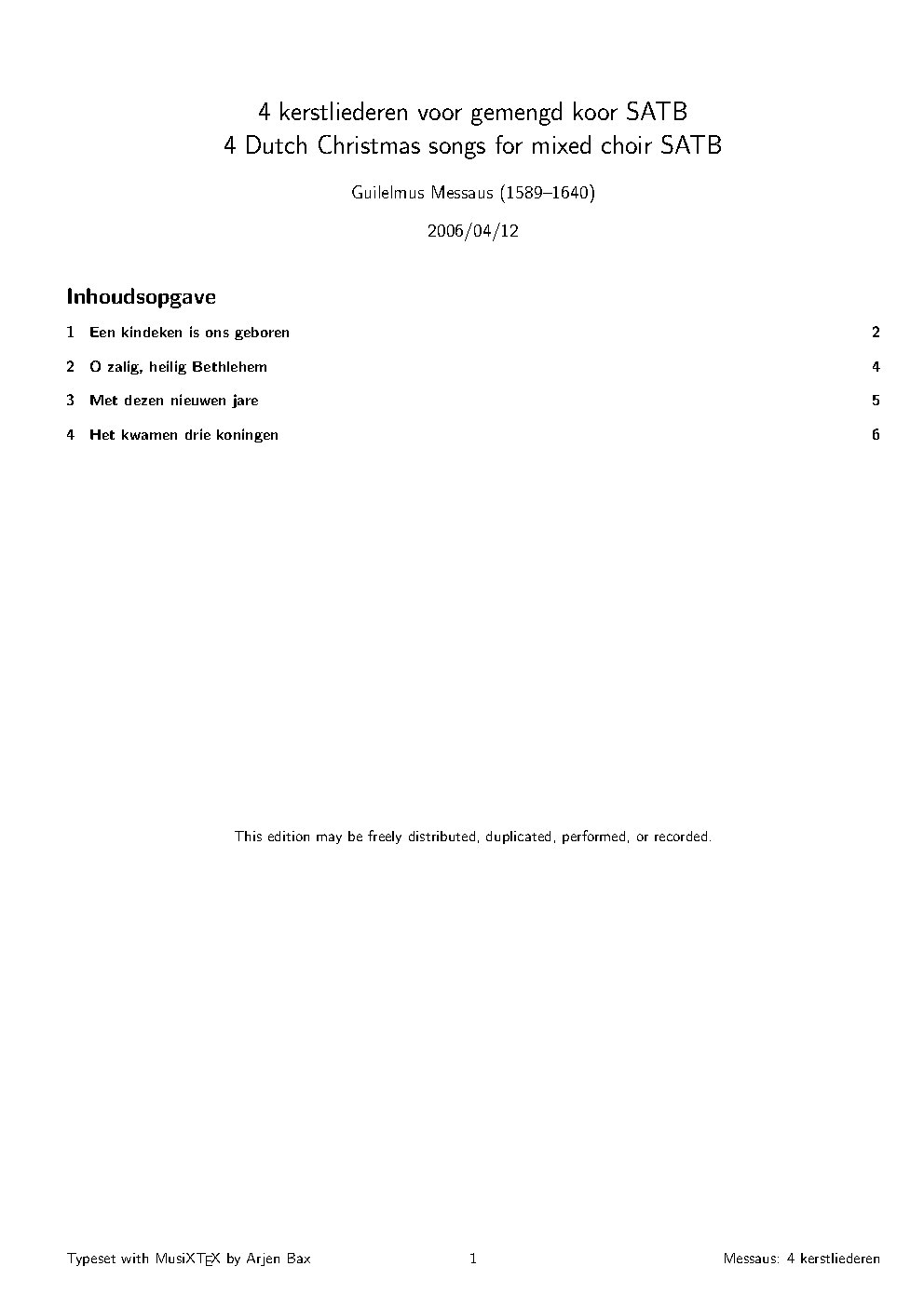 4 kerstliederen