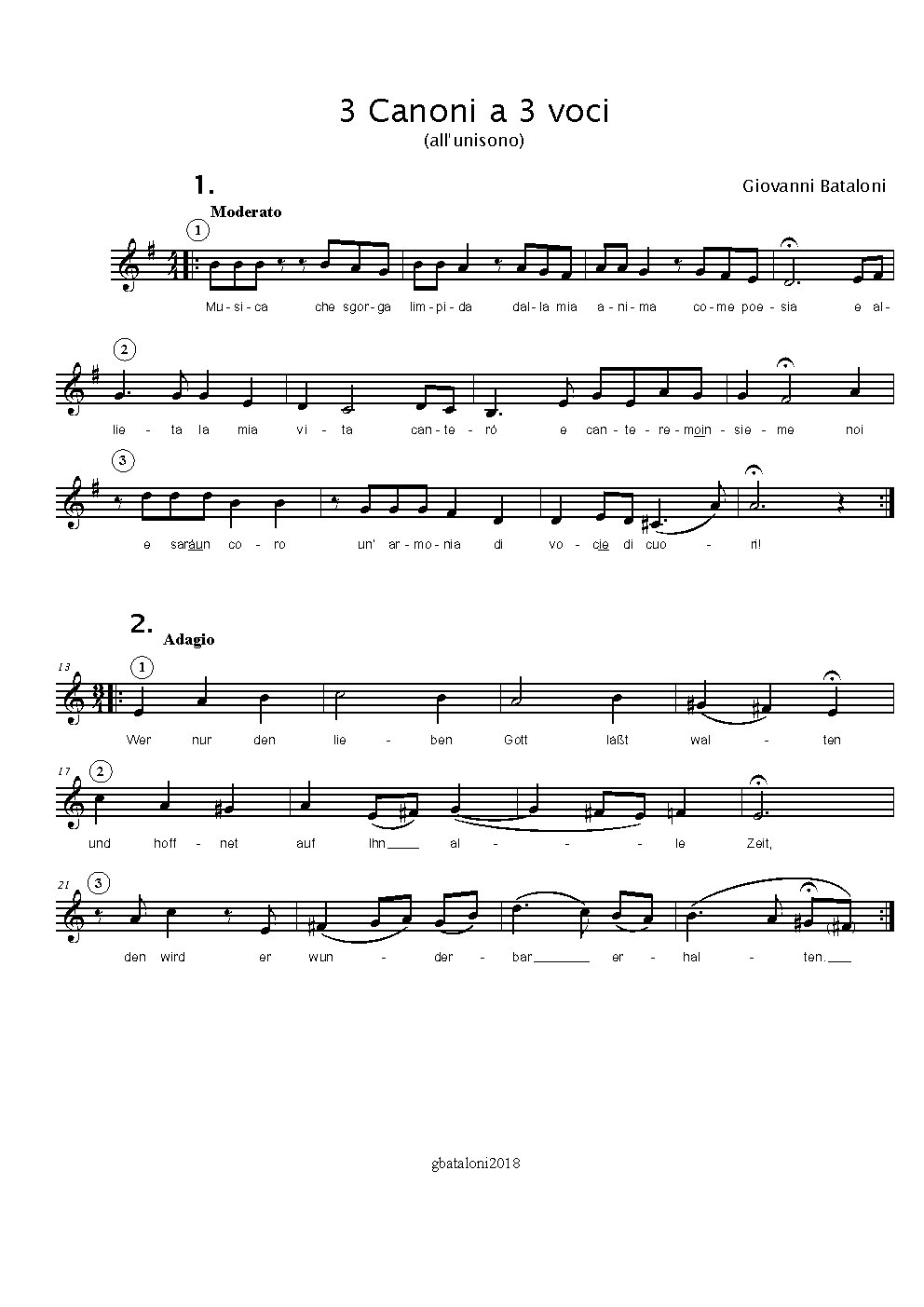 3 canoni a 3 voci - Choir Script PDF Thumbnail