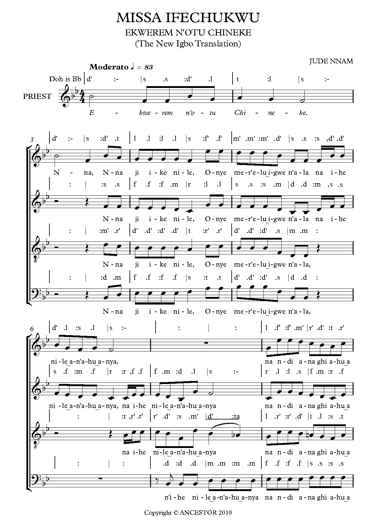 Missa Ifechukwu (credo) - Download Choir Script PDF