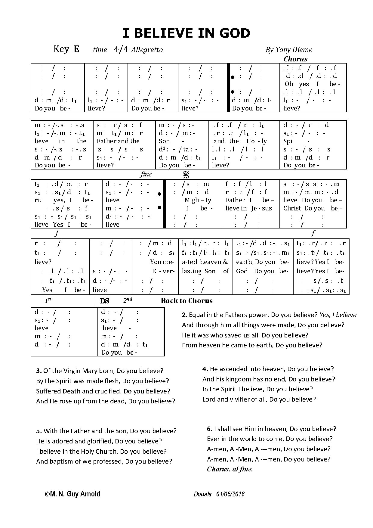 Do You Believe - Download Choir Script PDF