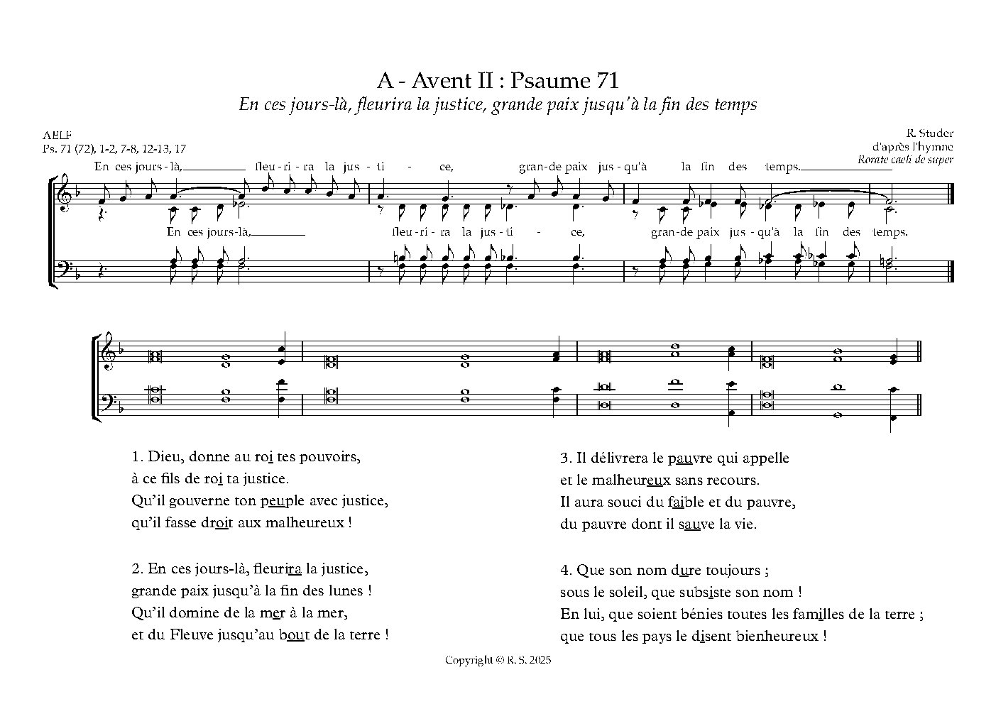 A - Avent II : Psaume 71