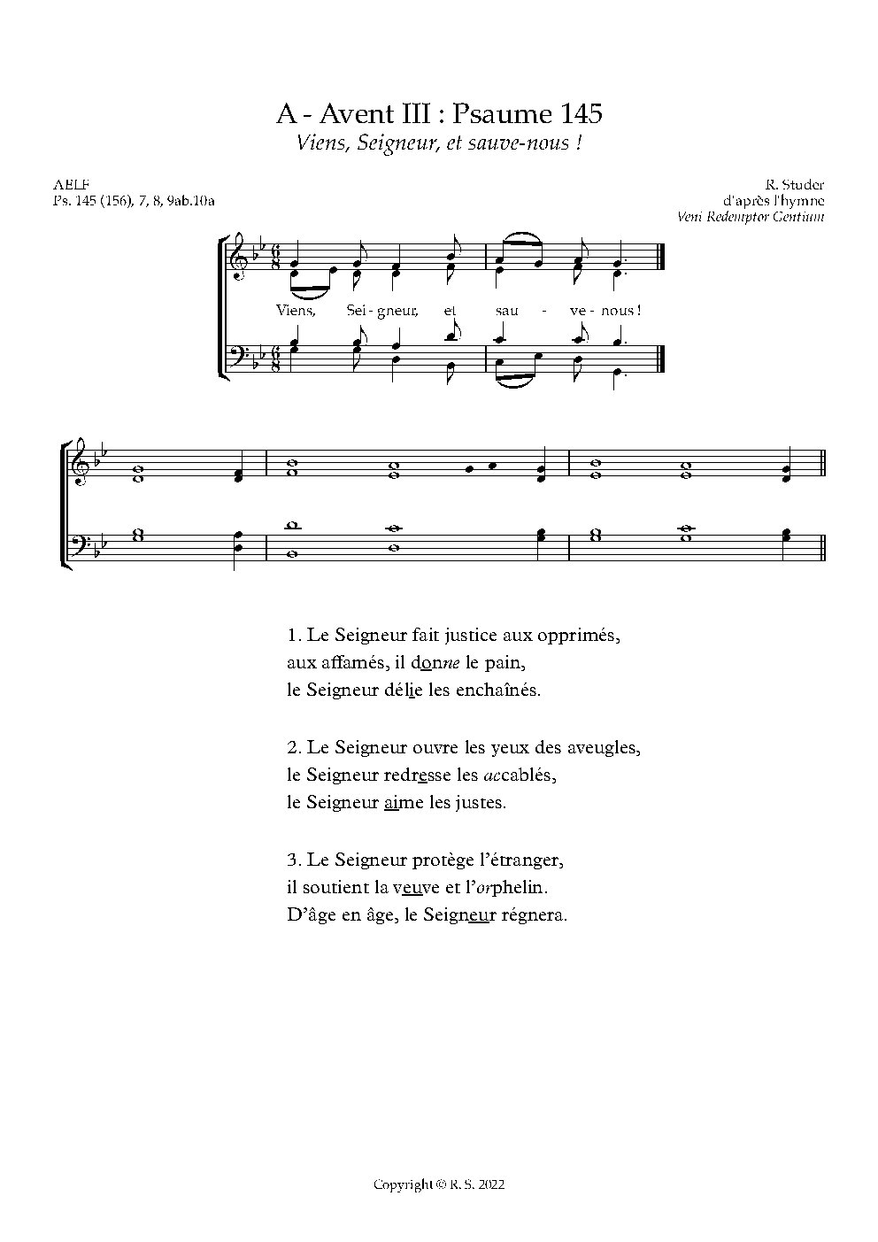 A - Avent III : Psaume 145 - Choir Script PDF Thumbnail