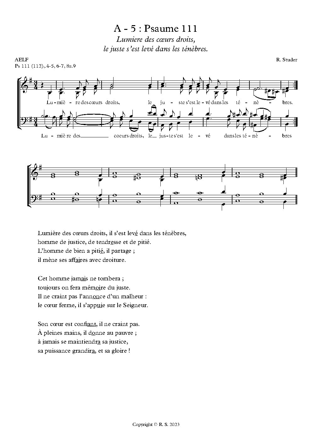 A - 5 : Psaume et Acclamation - Choir Script PDF Thumbnail