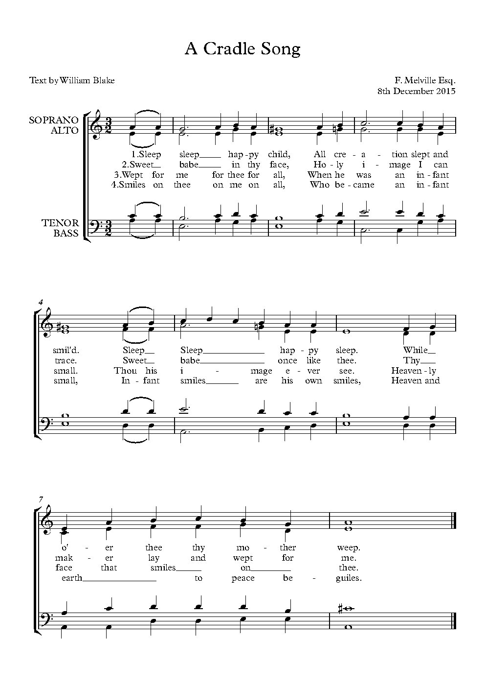 A Cradle Song - Choir Script PDF Thumbnail