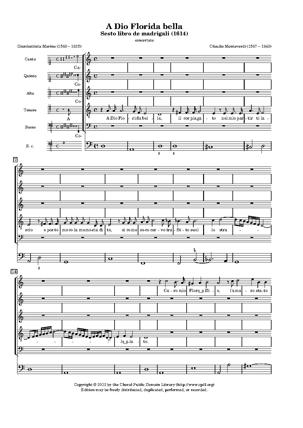 A Dio, Florida Bella - Choir Script PDF Thumbnail