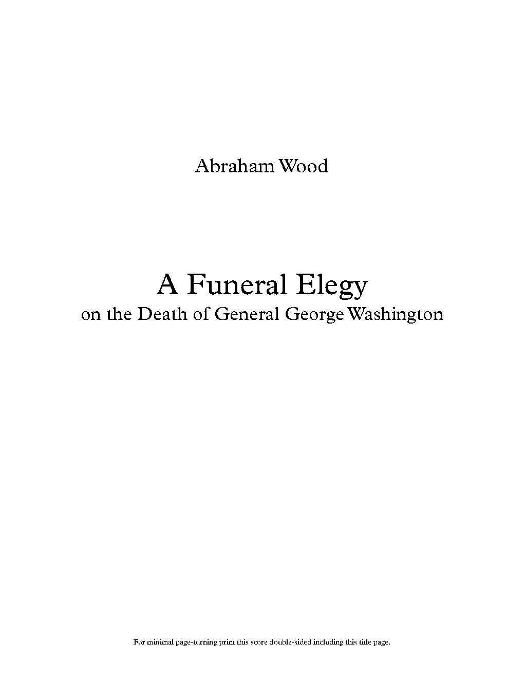 A Funeral Elegy on the Death of George Washington