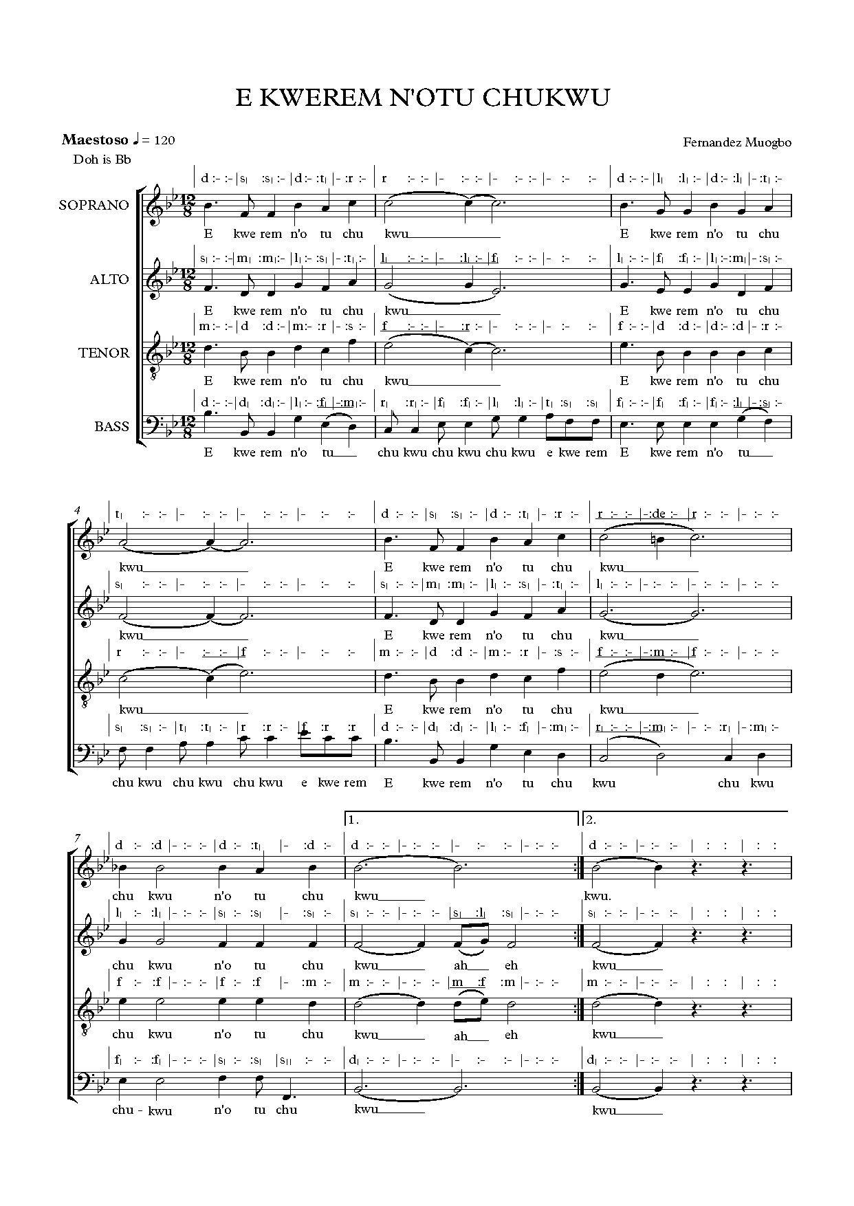 Ekwerem N Otu Chukwu By Fernandez- Full Score