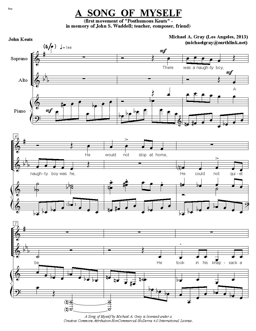 A Song of Myself - Choir Script PDF Thumbnail