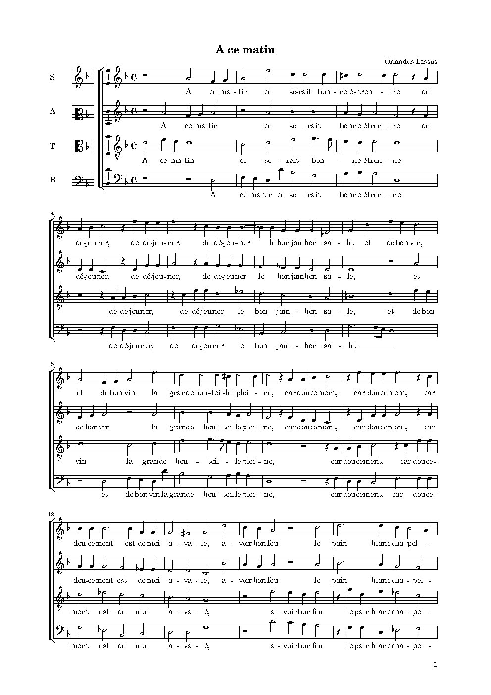 À ce matin - Choir Script PDF Thumbnail