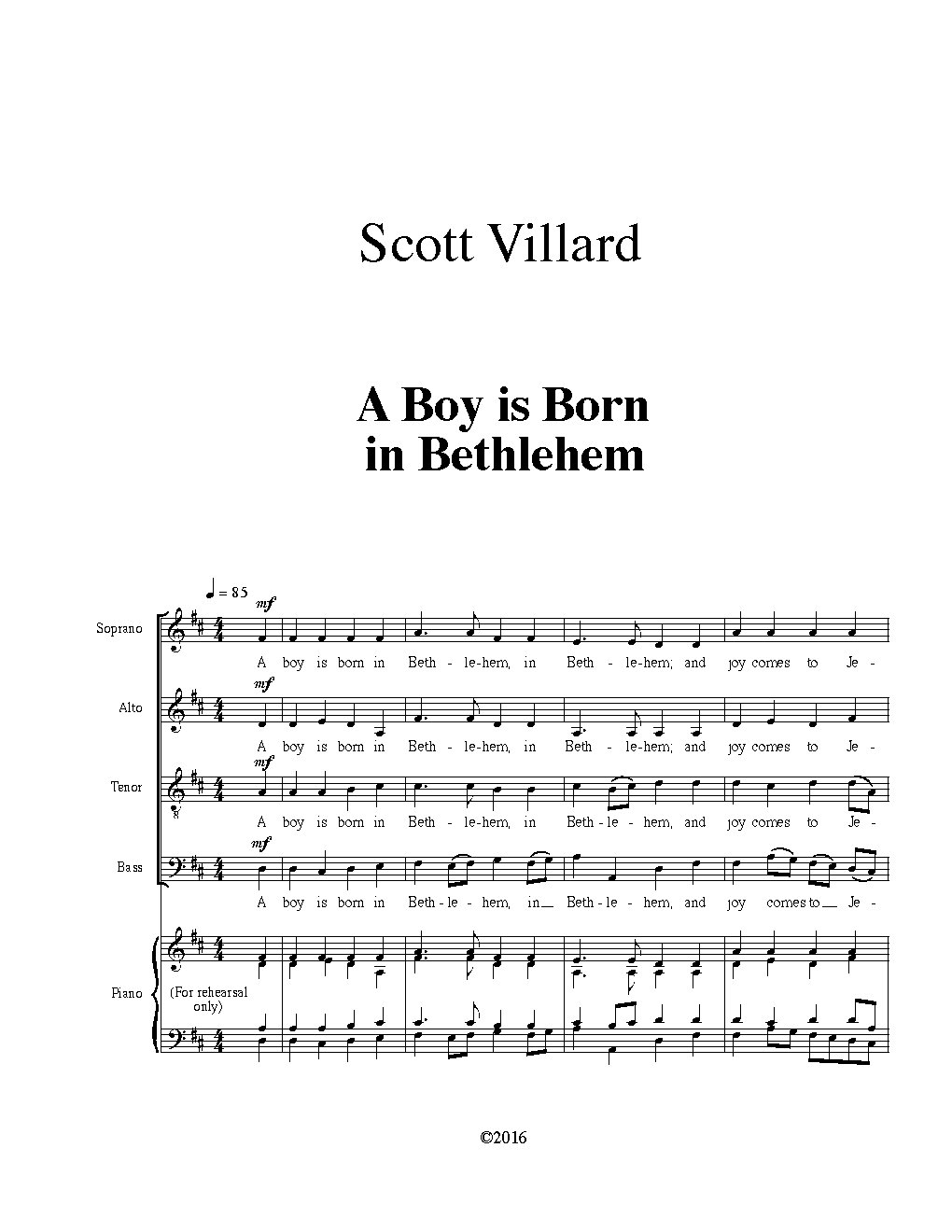A boy is born in Bethlehem