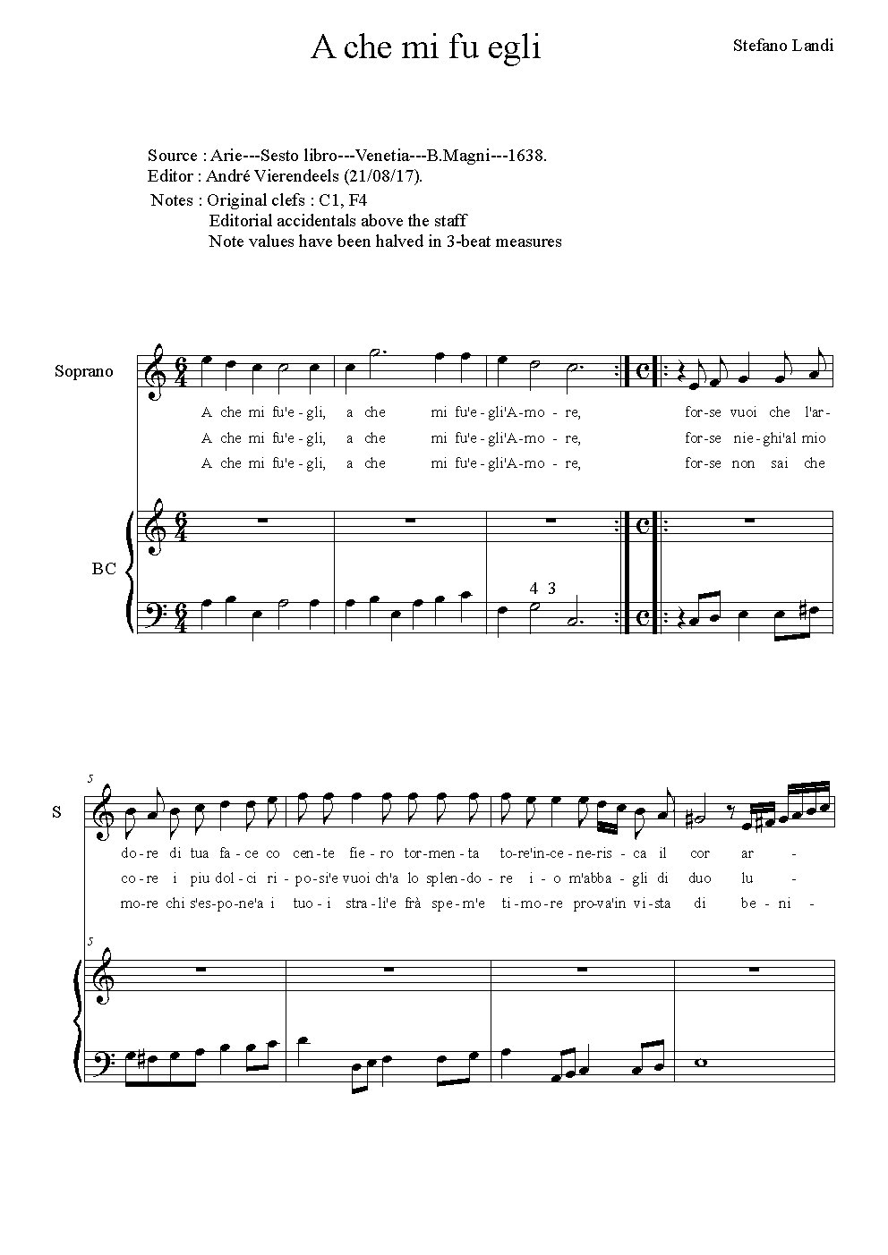 A che mi fu egli - Choir Script PDF Thumbnail