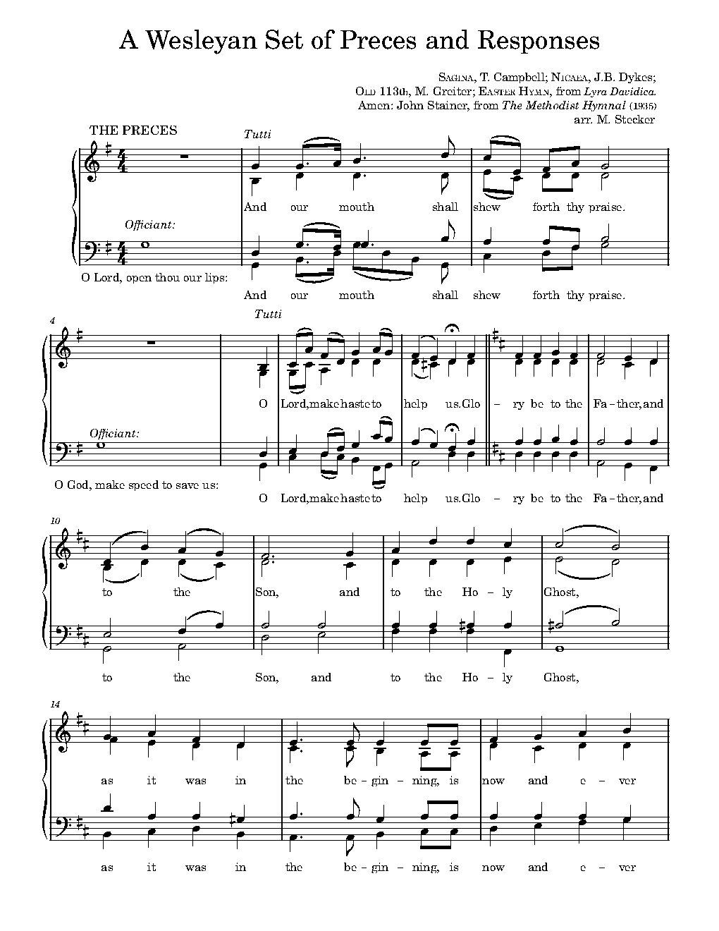 A Wesleyan Set of Preces and Responses