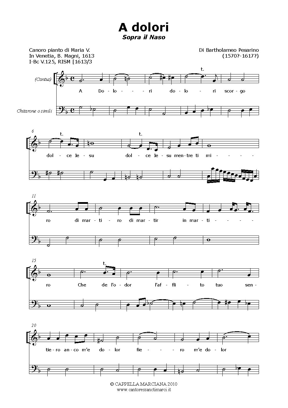 A dolori - Choir Script PDF Thumbnail