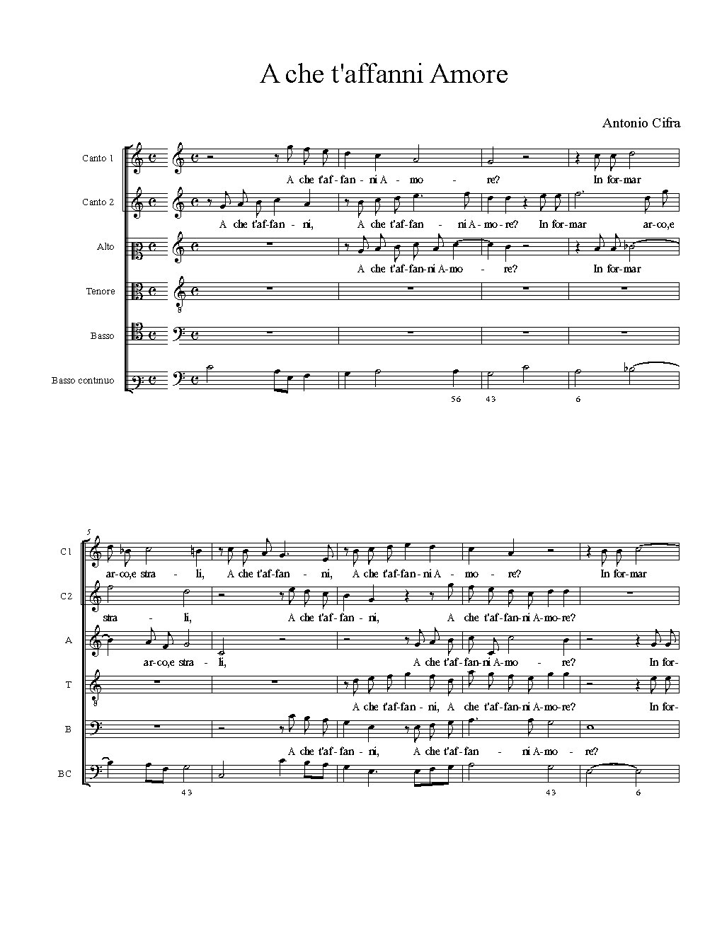 A che t'affanni Amore - Choir Script PDF Thumbnail