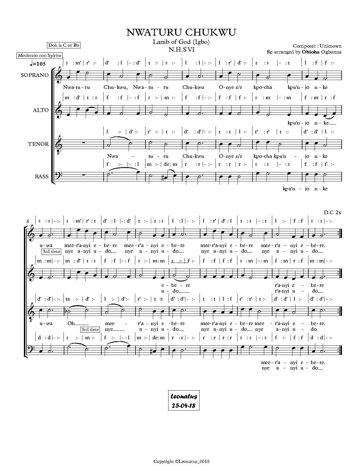 Nwaturu Chukwu (n.h.s Vi) - Arr.obioha Ogbonna