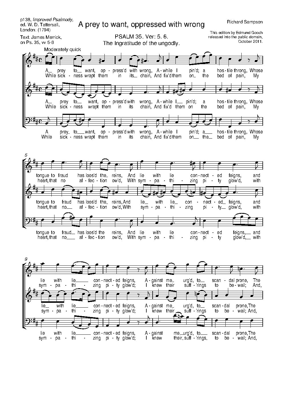 A prey to want, oppressed with wrong - Choir Script PDF Thumbnail