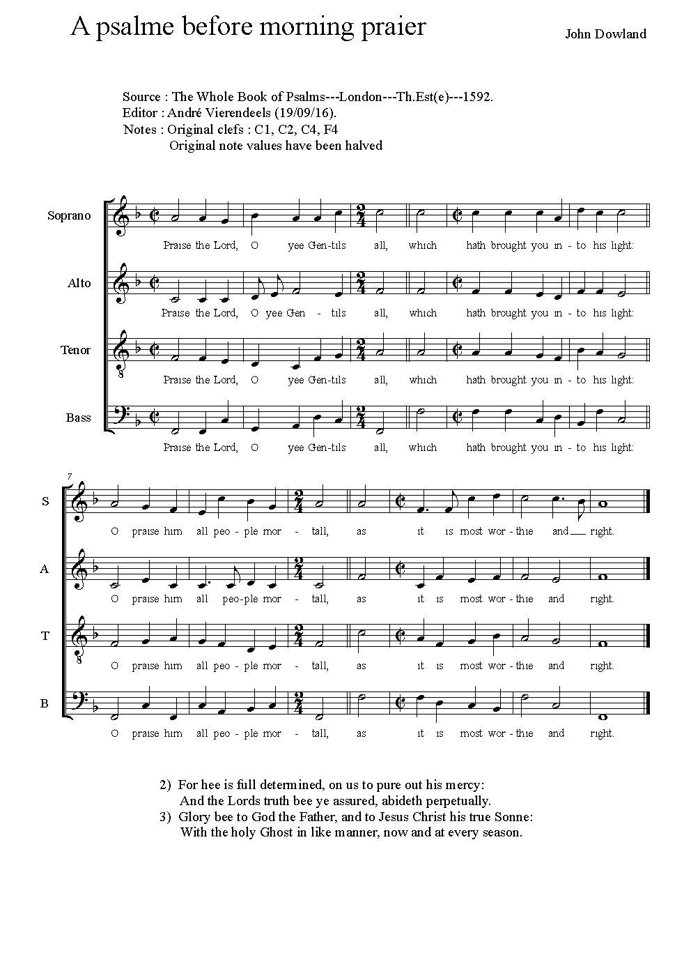 A psalme before morning praier