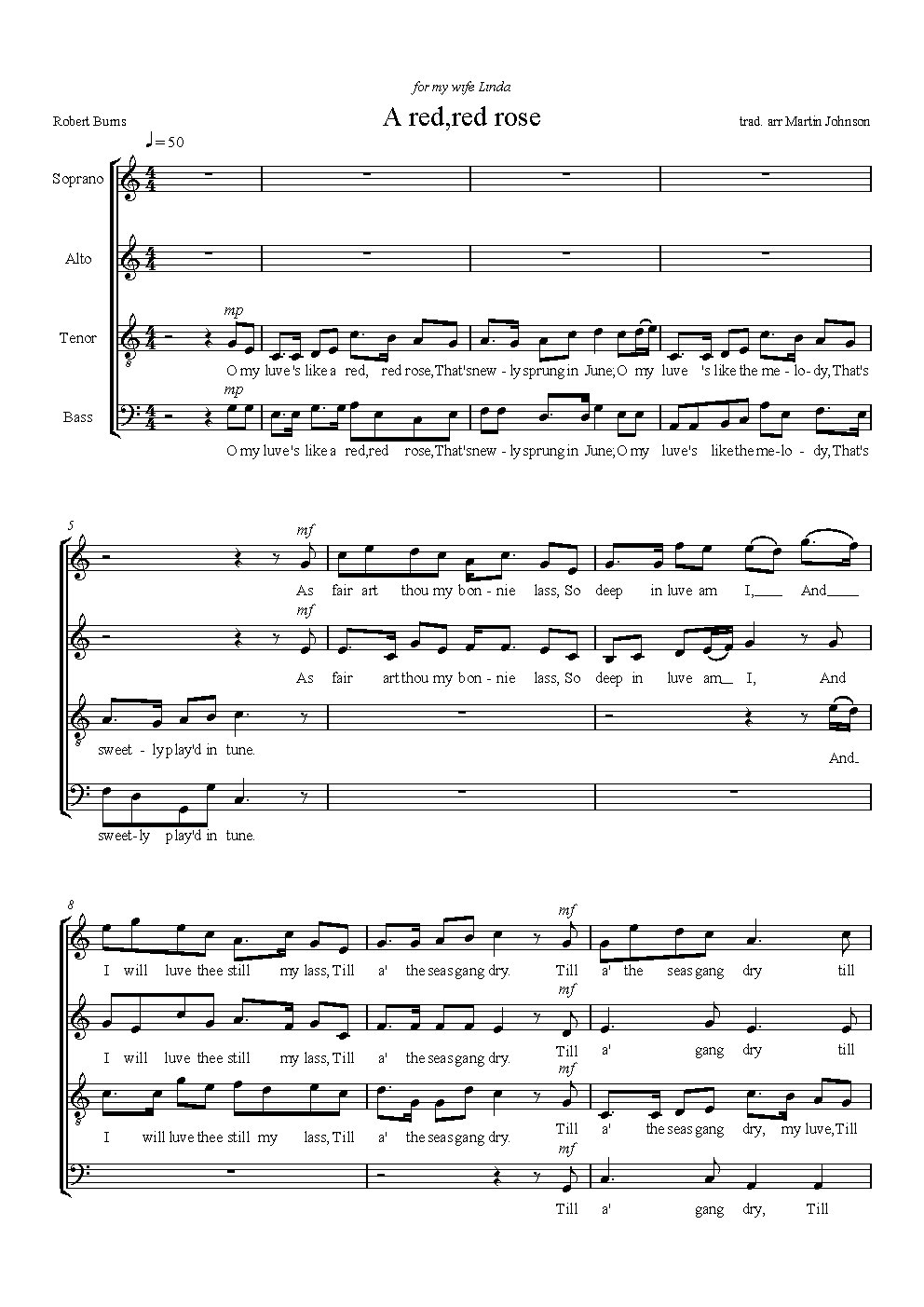 A red, red rose - Choir Script PDF Thumbnail