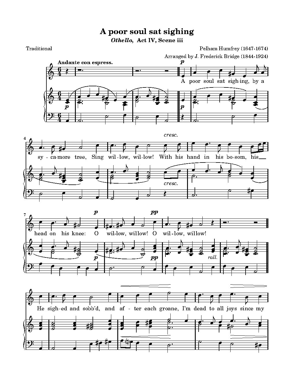 A poor soul sat sighing - Choir Script PDF Thumbnail