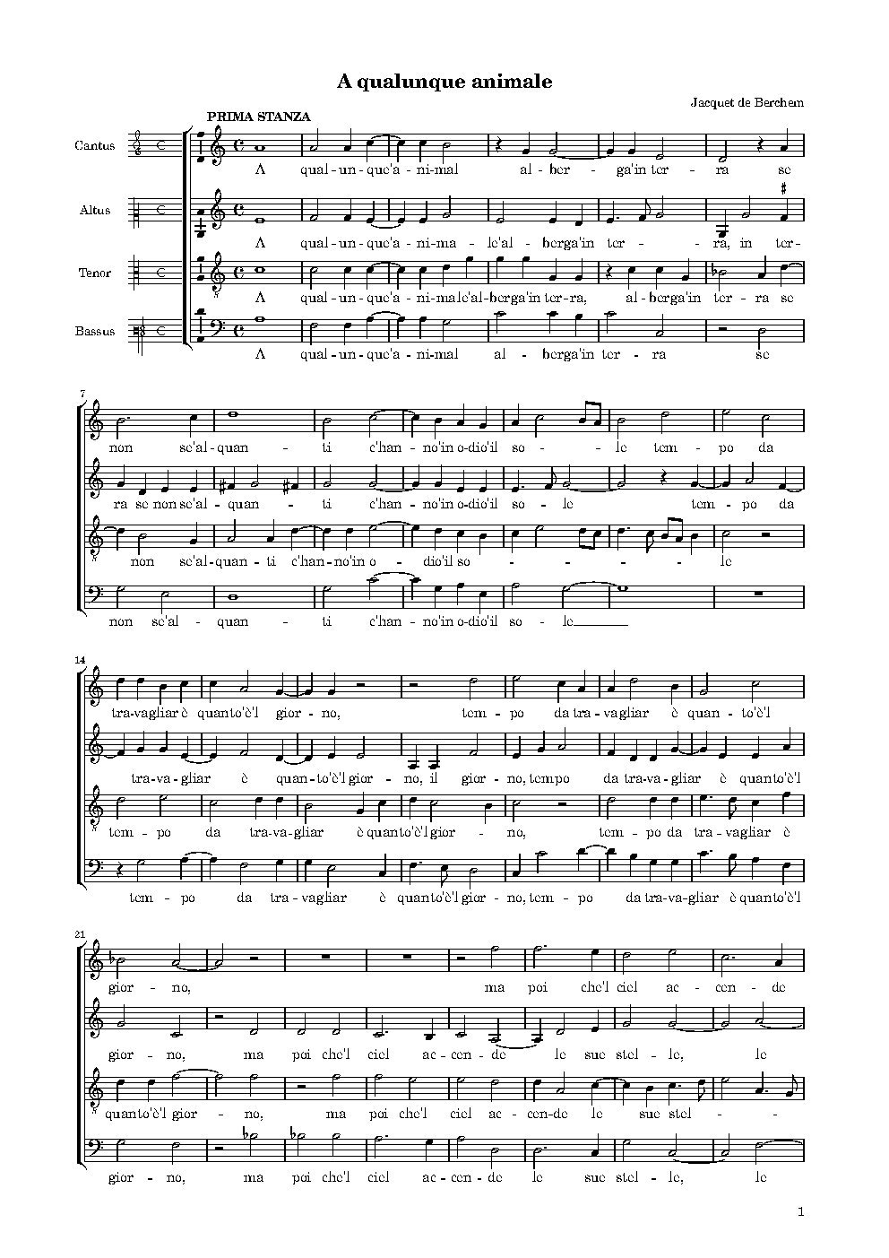 A qualunque animale - Choir Script PDF Thumbnail
