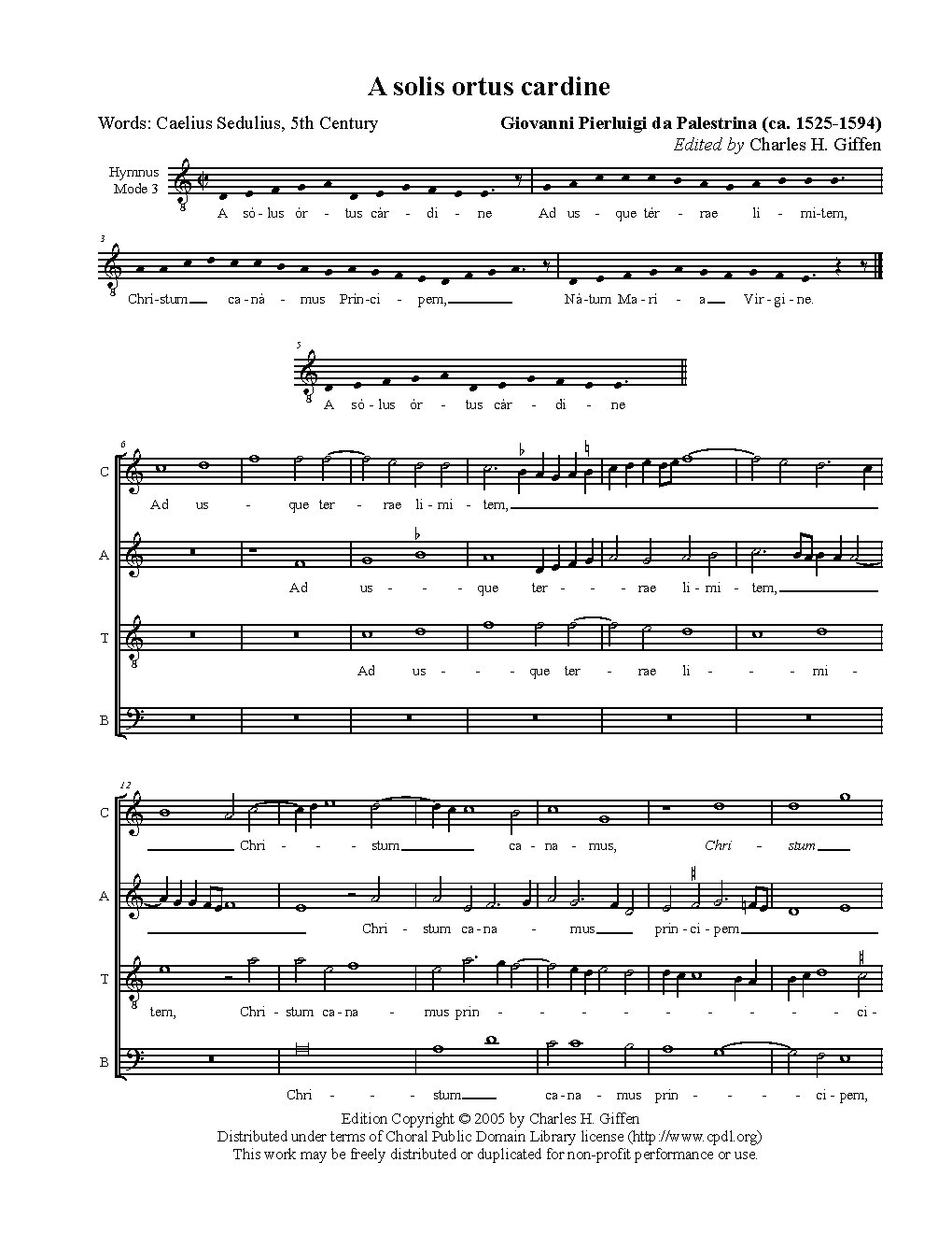 A solis ortus cardine - Choir Script PDF Thumbnail