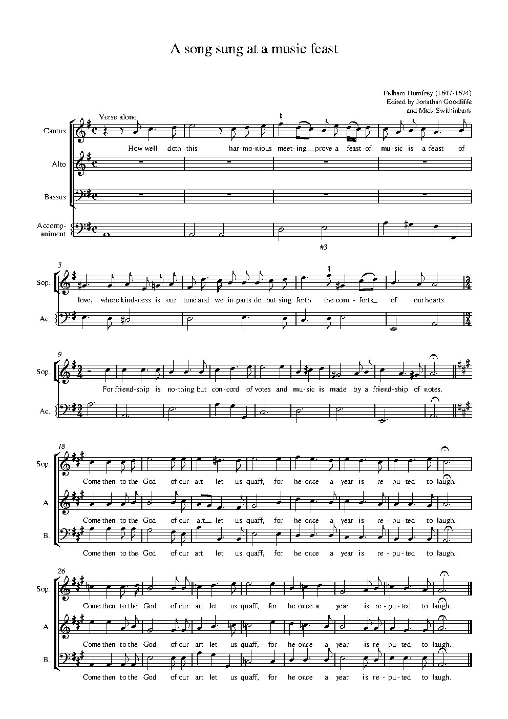 A song sung at a music feast - Choir Script PDF Thumbnail