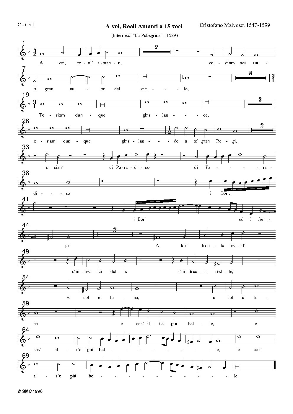 A voi, reali amanti - Choir Script PDF Thumbnail