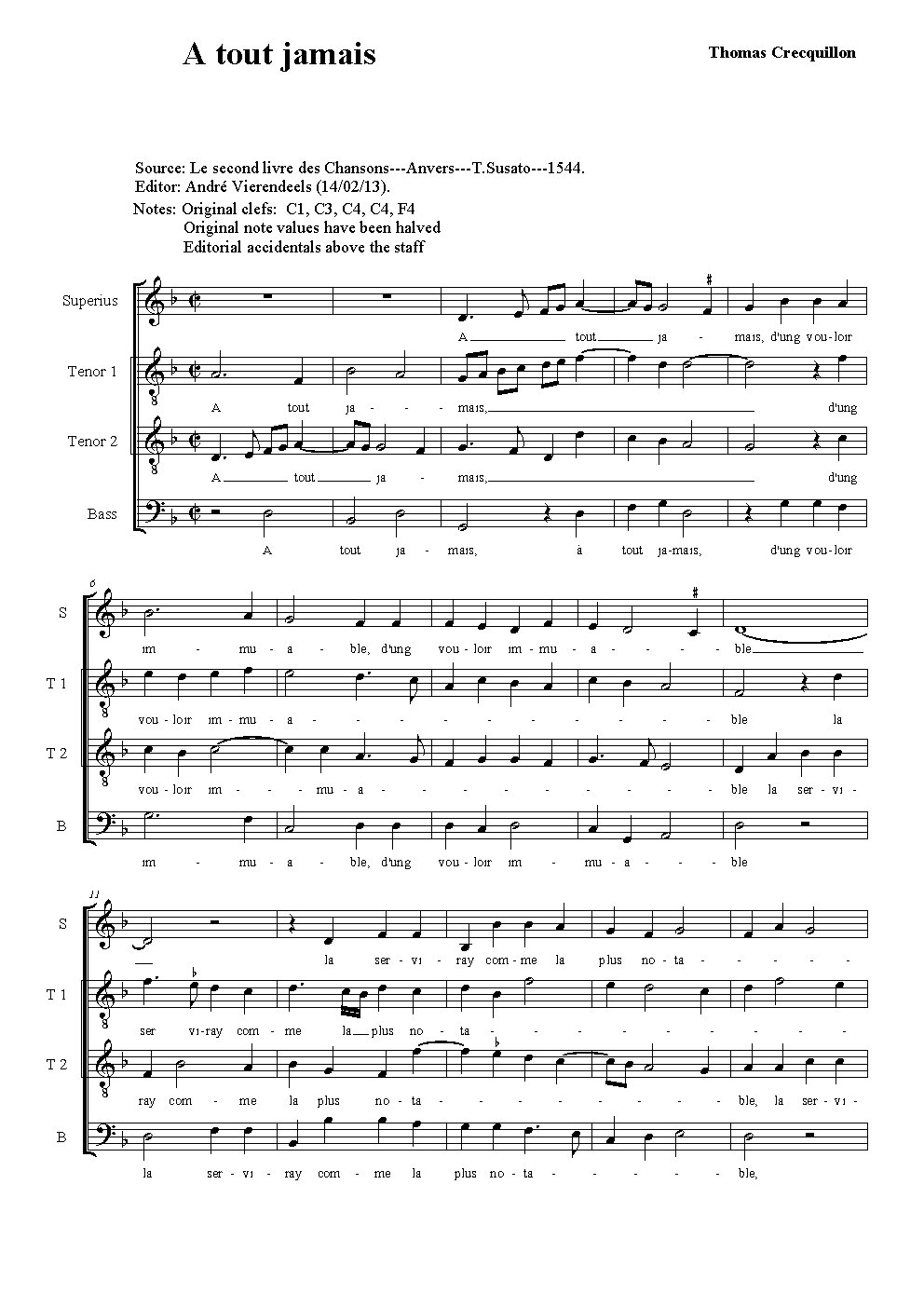 A tout jamais - Choir Script PDF Thumbnail