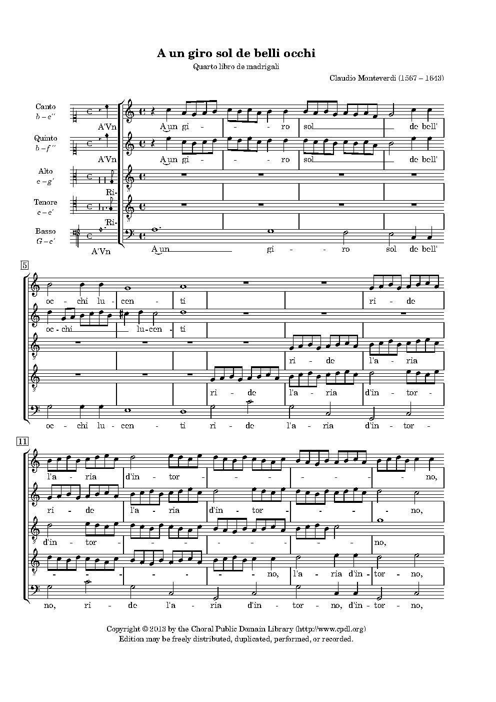 A un giro sol - Choir Script PDF Thumbnail