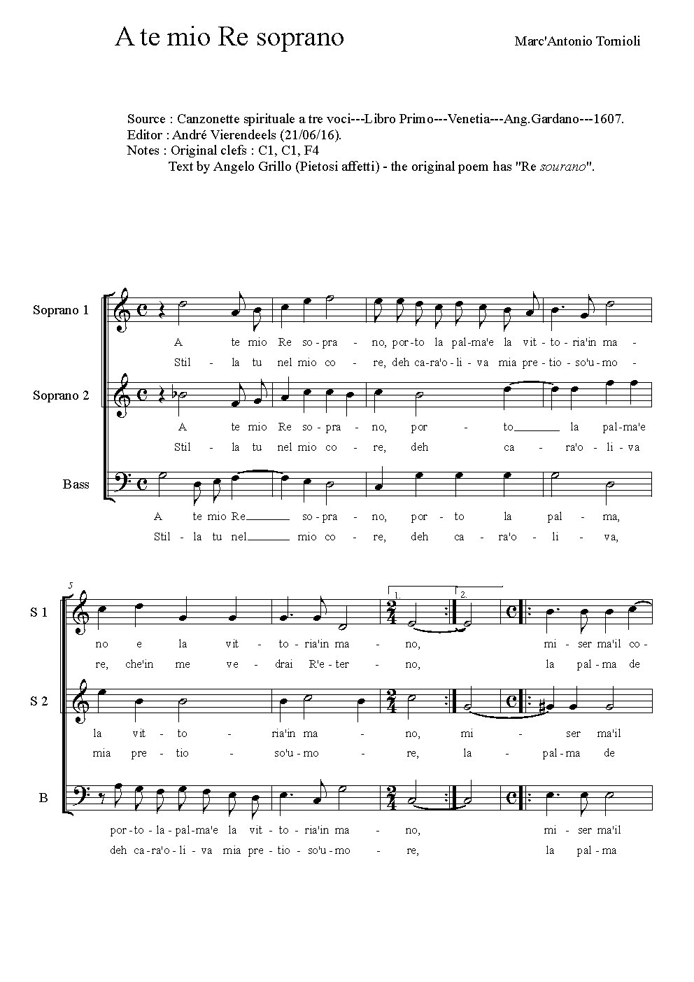 A te mio Re soprano