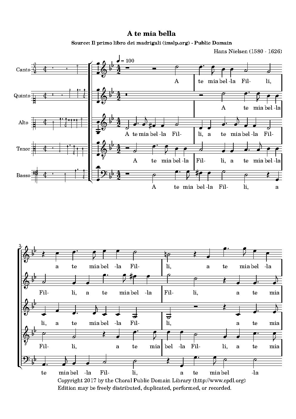 A te, mia bella Filli - Choir Script PDF Thumbnail