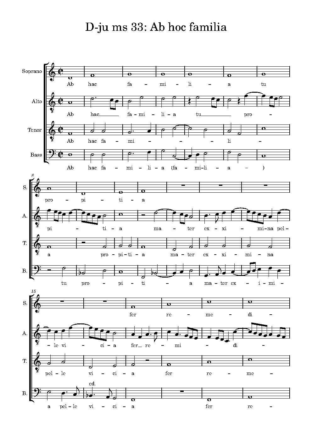 Ab hac familia (D-Ju MS 33) - Choir Script PDF Thumbnail