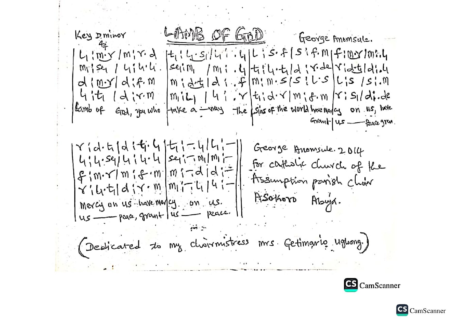 Lamb Of God - George - Download Choir Script PDF