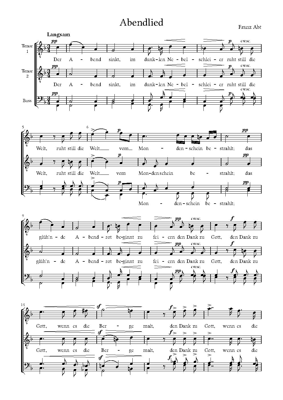 Abendlied - Choir Script PDF Thumbnail