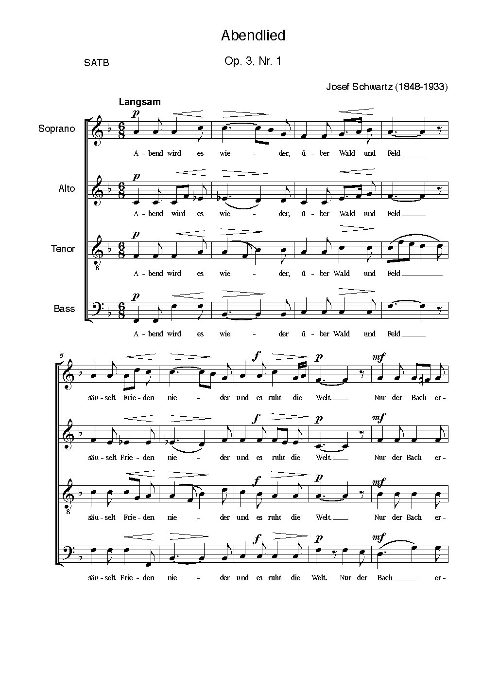 Abendlied, Op. 3, Nr. 1