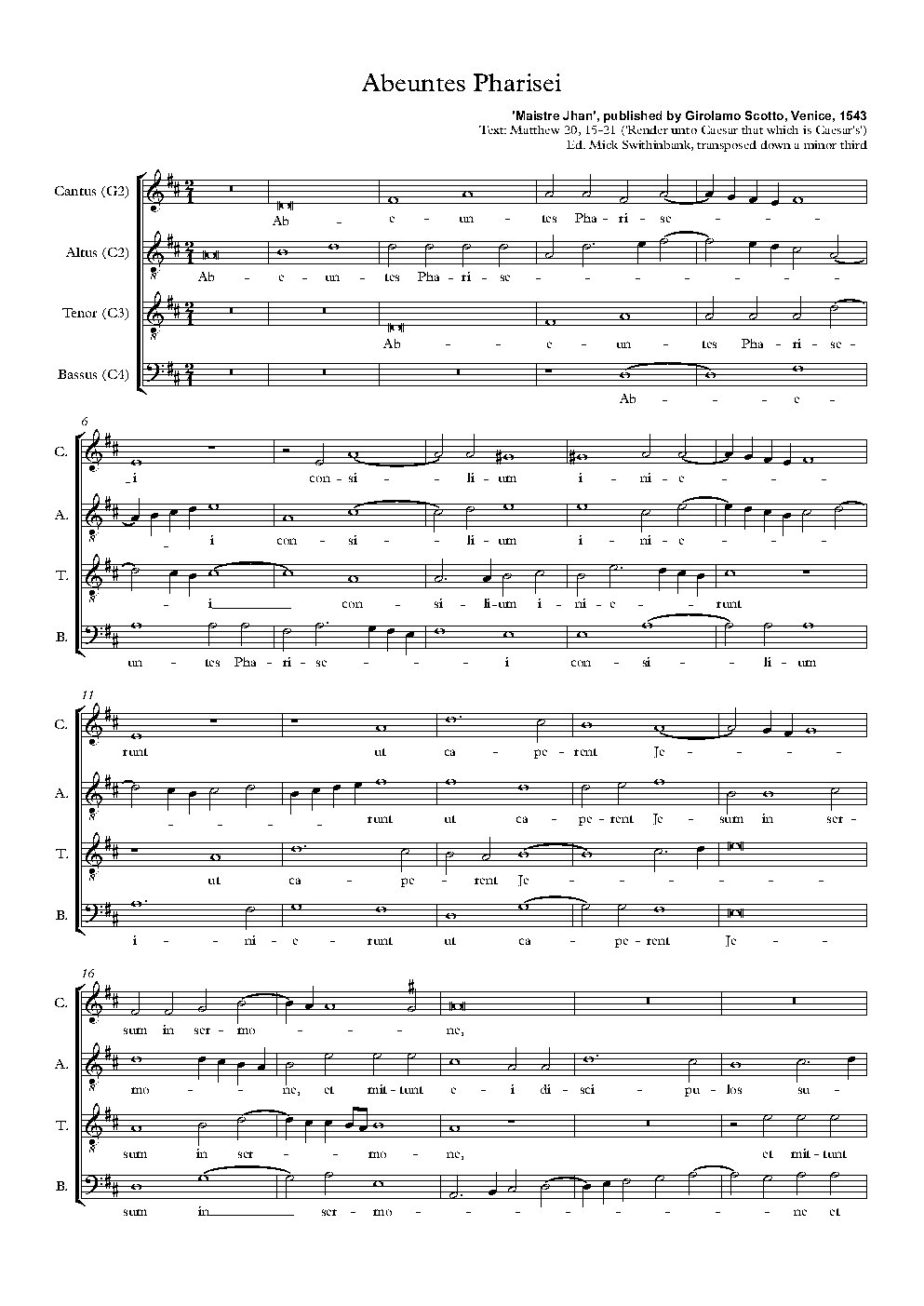 Abeuntes Pharisei - Choir Script PDF Thumbnail