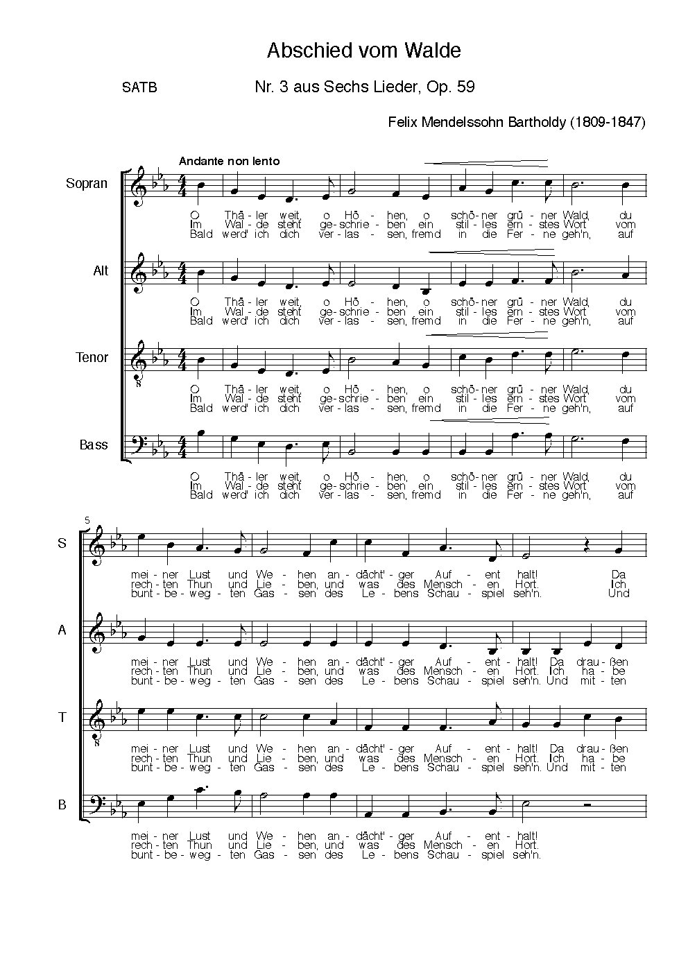 Abschied vom Walde, Op. 59, No. 3