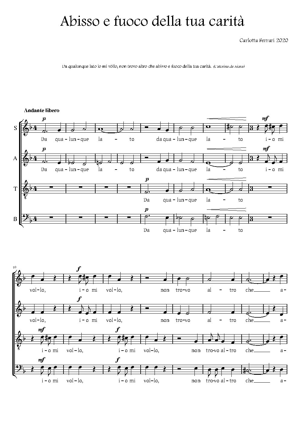 Abisso e fuoco della tua carità - Choir Script PDF Thumbnail