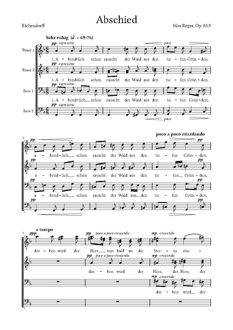 Abschied, Op. 83, No. 9 - Choir Script PDF Thumbnail