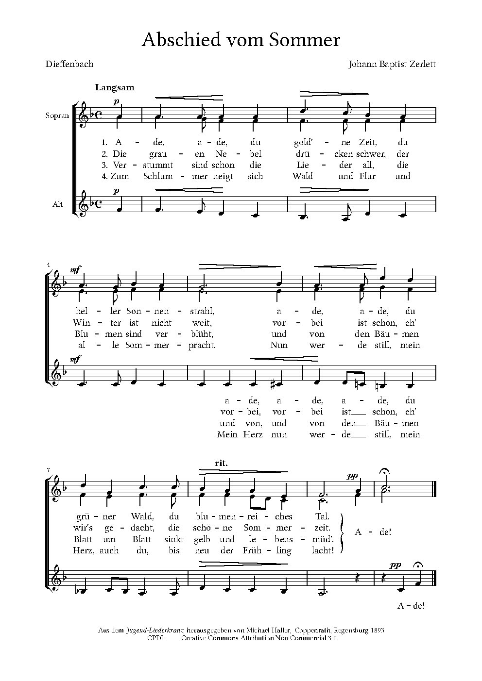 Abschied vom Sommer - Choir Script PDF Thumbnail
