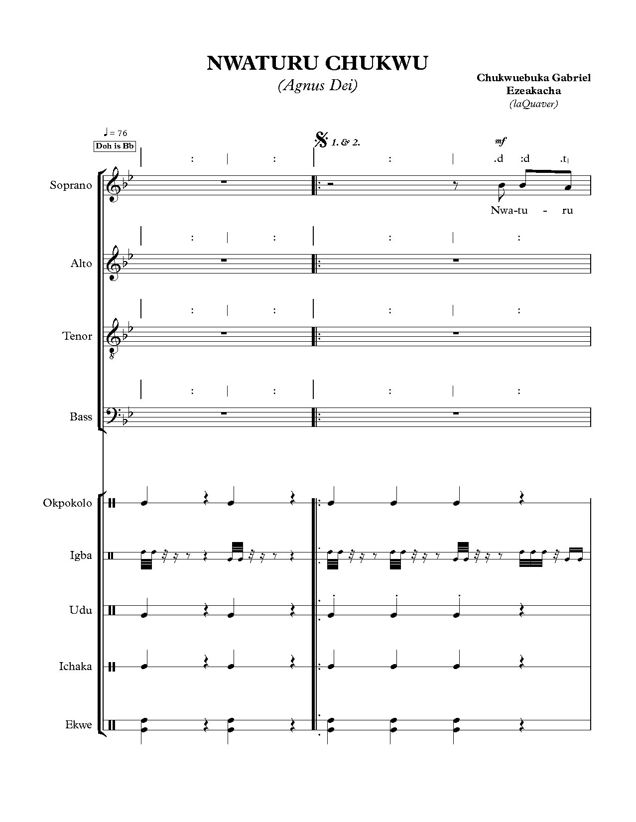 Nwaturu Chukwu (agnus Dei) - Download Choir Script PDF