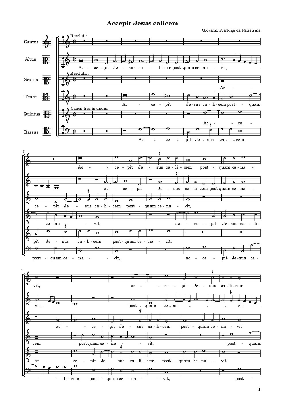 Accepit Iesus calicem a 6 - Choir Script PDF Thumbnail
