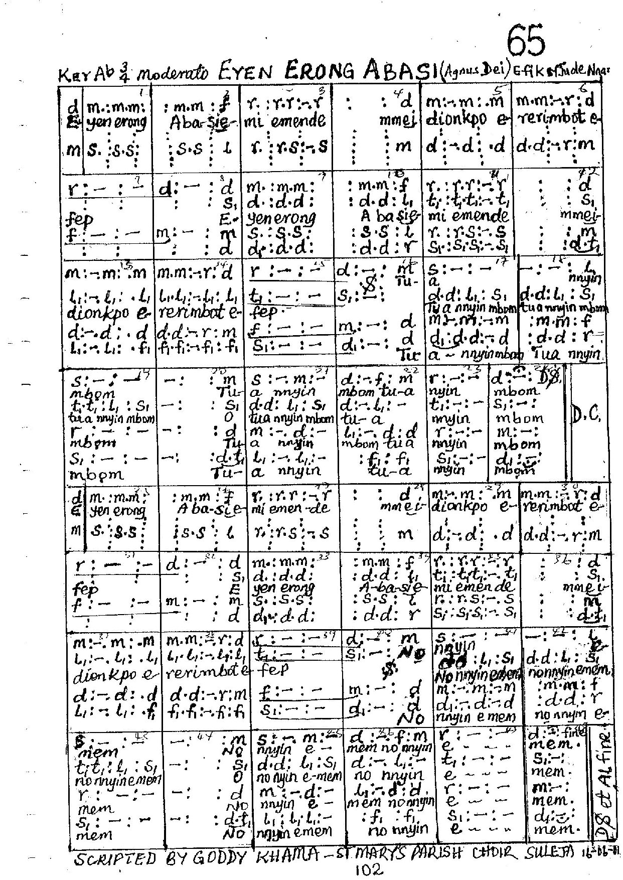 Eyen Erong Abasi - Download Choir Script PDF
