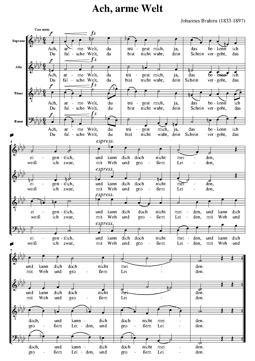 Ach, arme Welt, Op. 110, No. 2