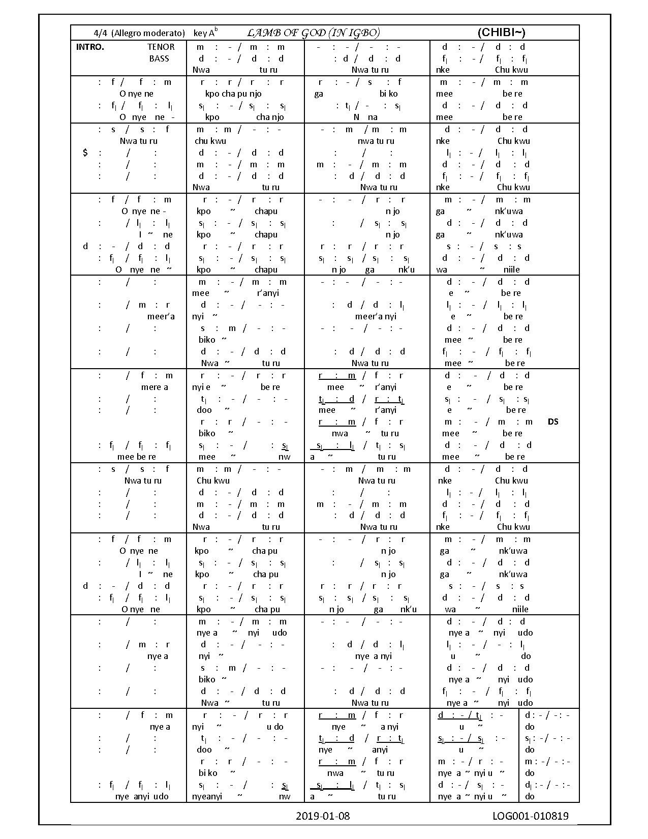 Nwaturu Nke Chukwu By Chibi~ - Download Choir Script PDF