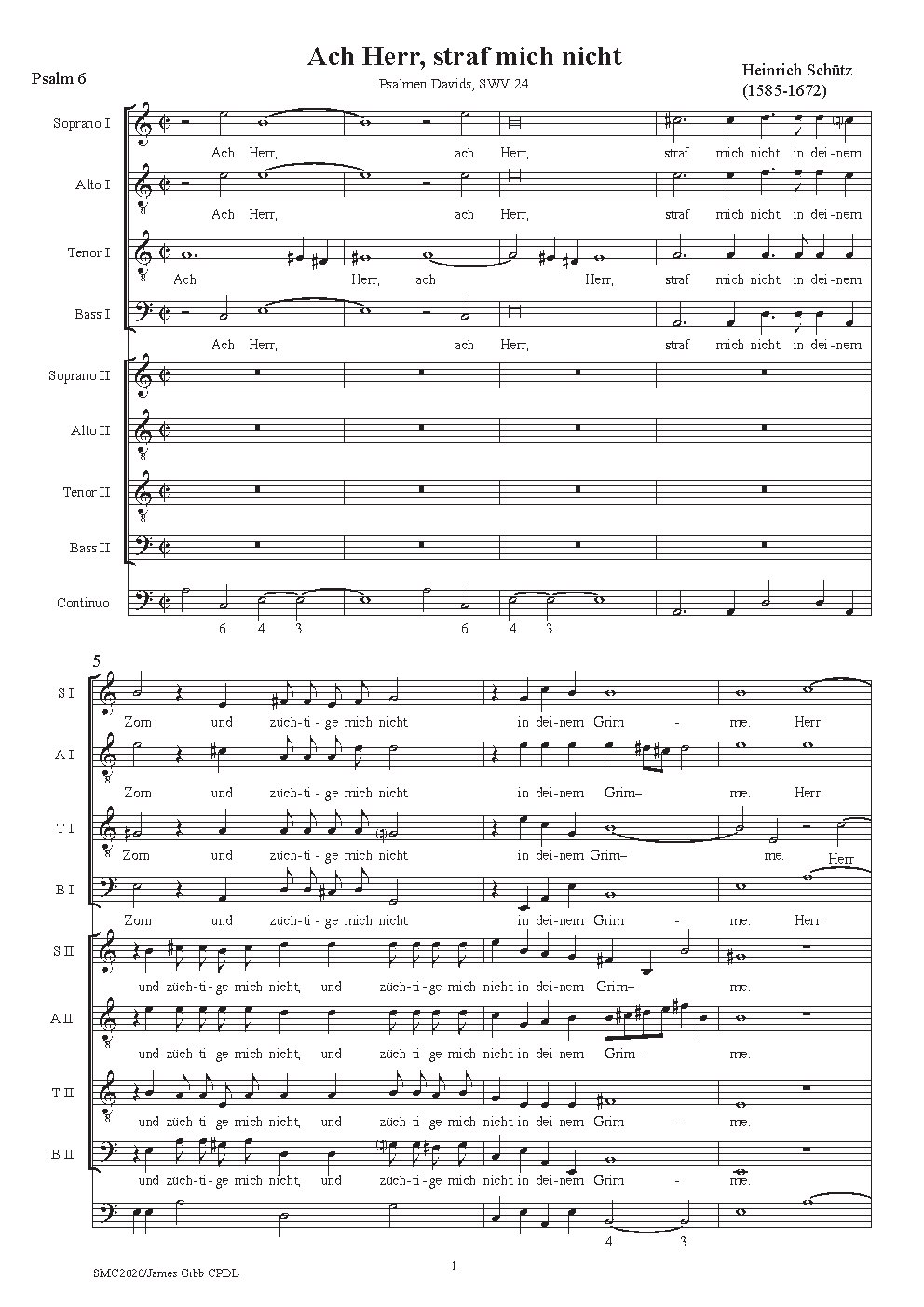 Ach, Herr, straf mich nicht (Psalm 6), SWV 24