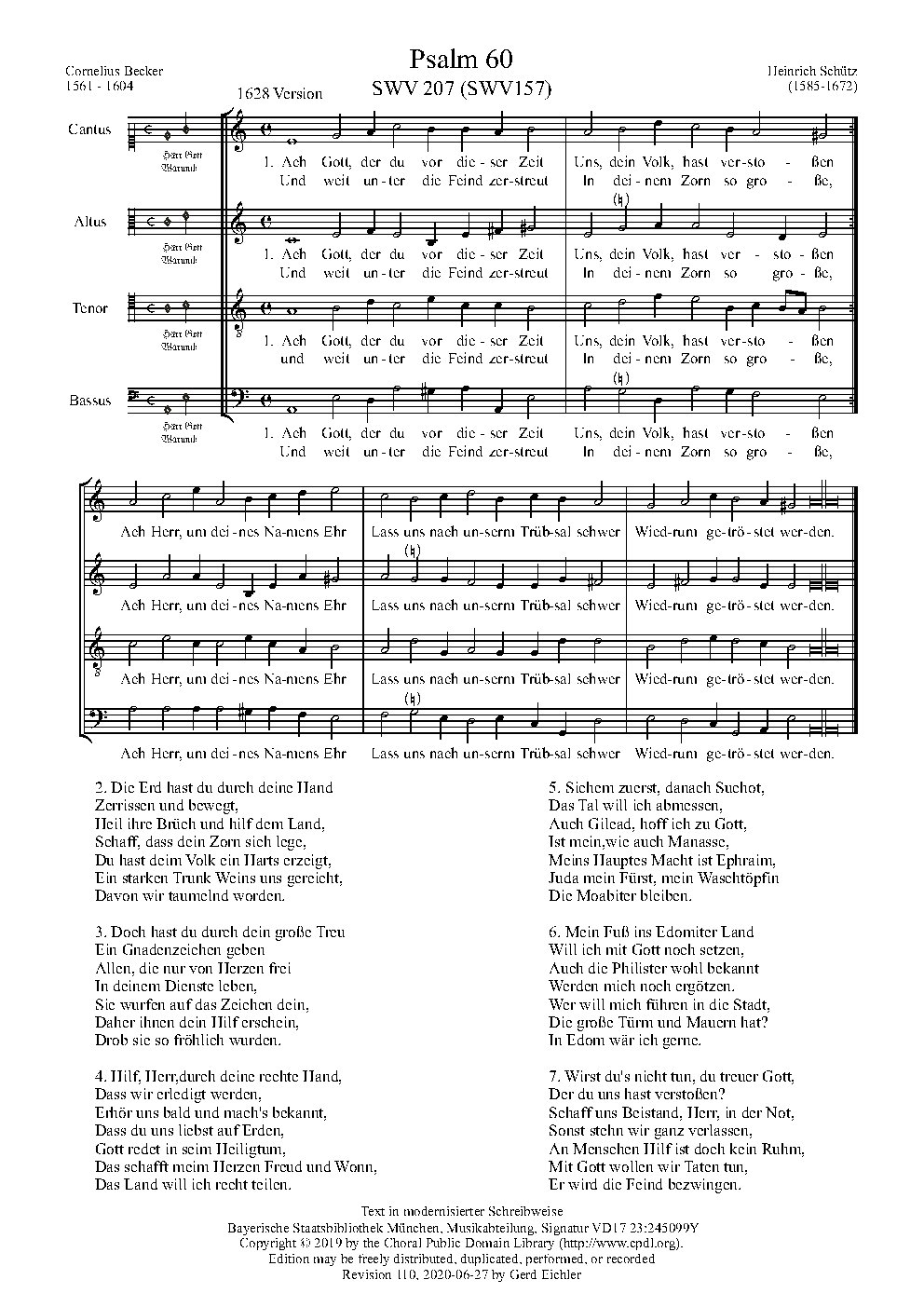 Ach Gott, der du vor dieser Zeit, SWV 157 - Choir Script PDF Thumbnail