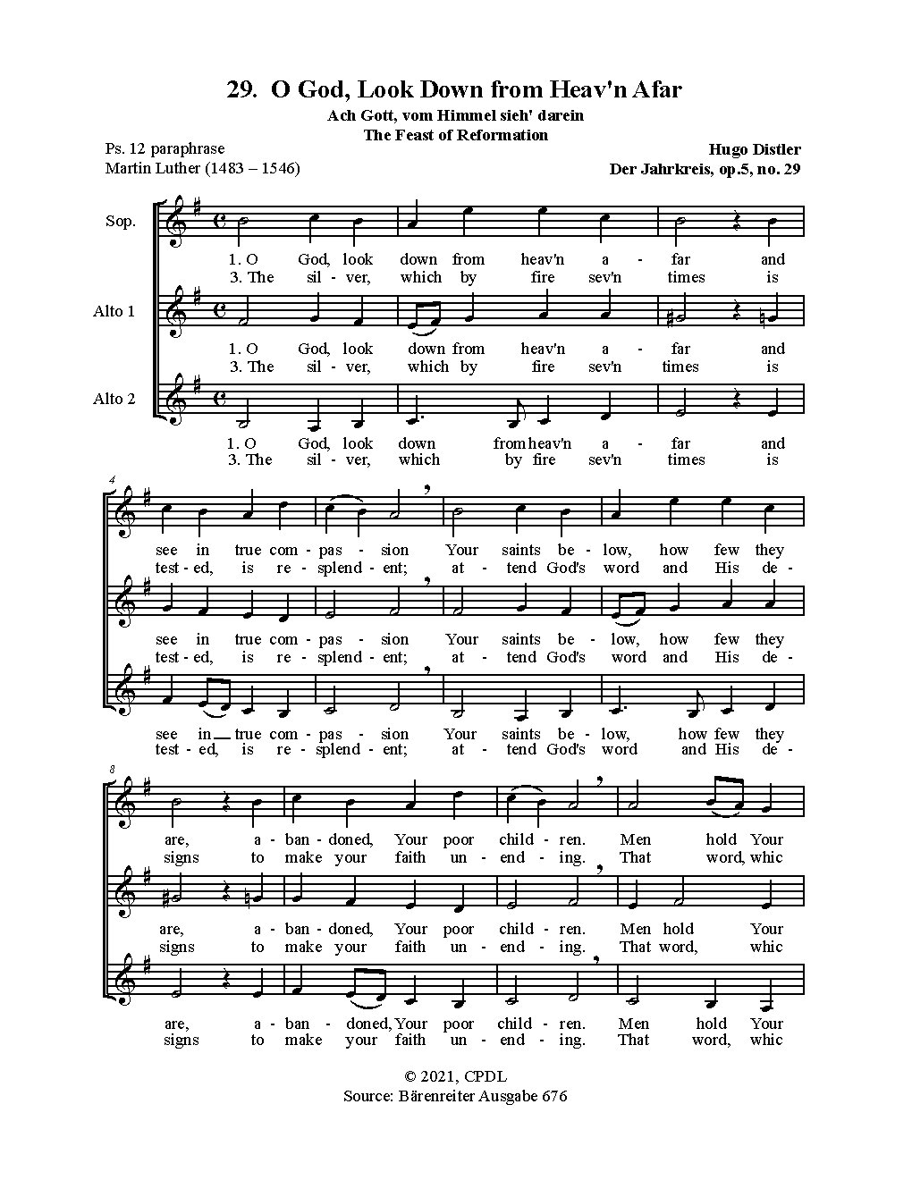 Ach Gott, vom Himmel sieh' darein - Choir Script PDF Thumbnail