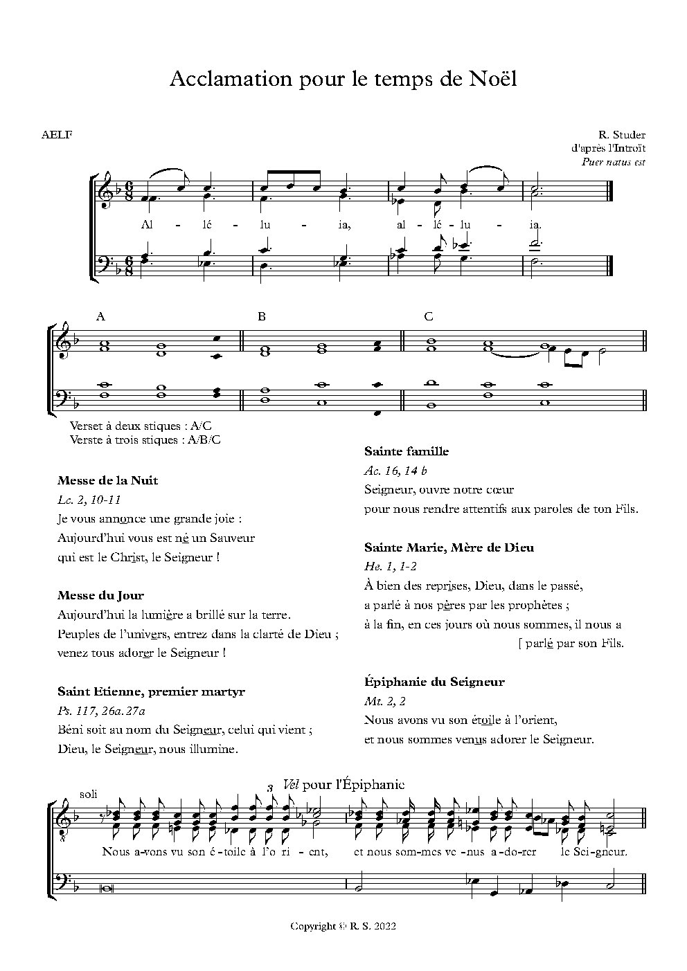 Acclamation pour le temps de Noel - Choir Script PDF Thumbnail