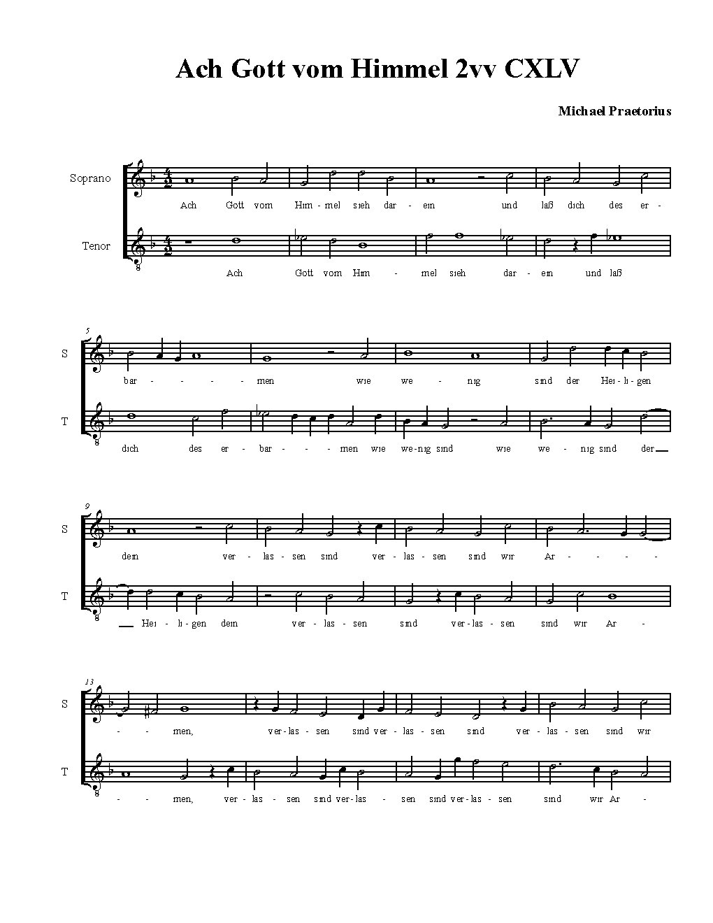Ach Gott vom Himmel 2vv - Choir Script PDF Thumbnail